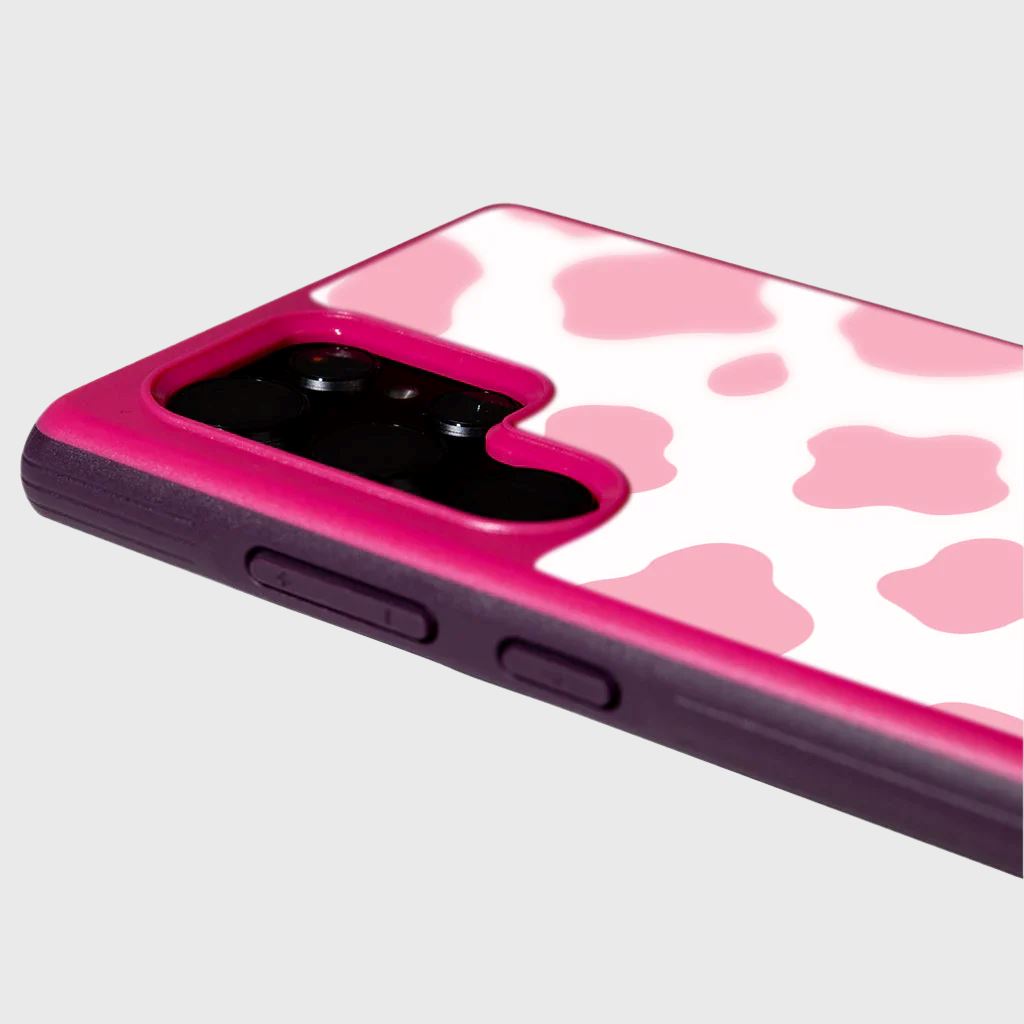 Pink Cow Print Samsung Galaxy S22 Ultra Case