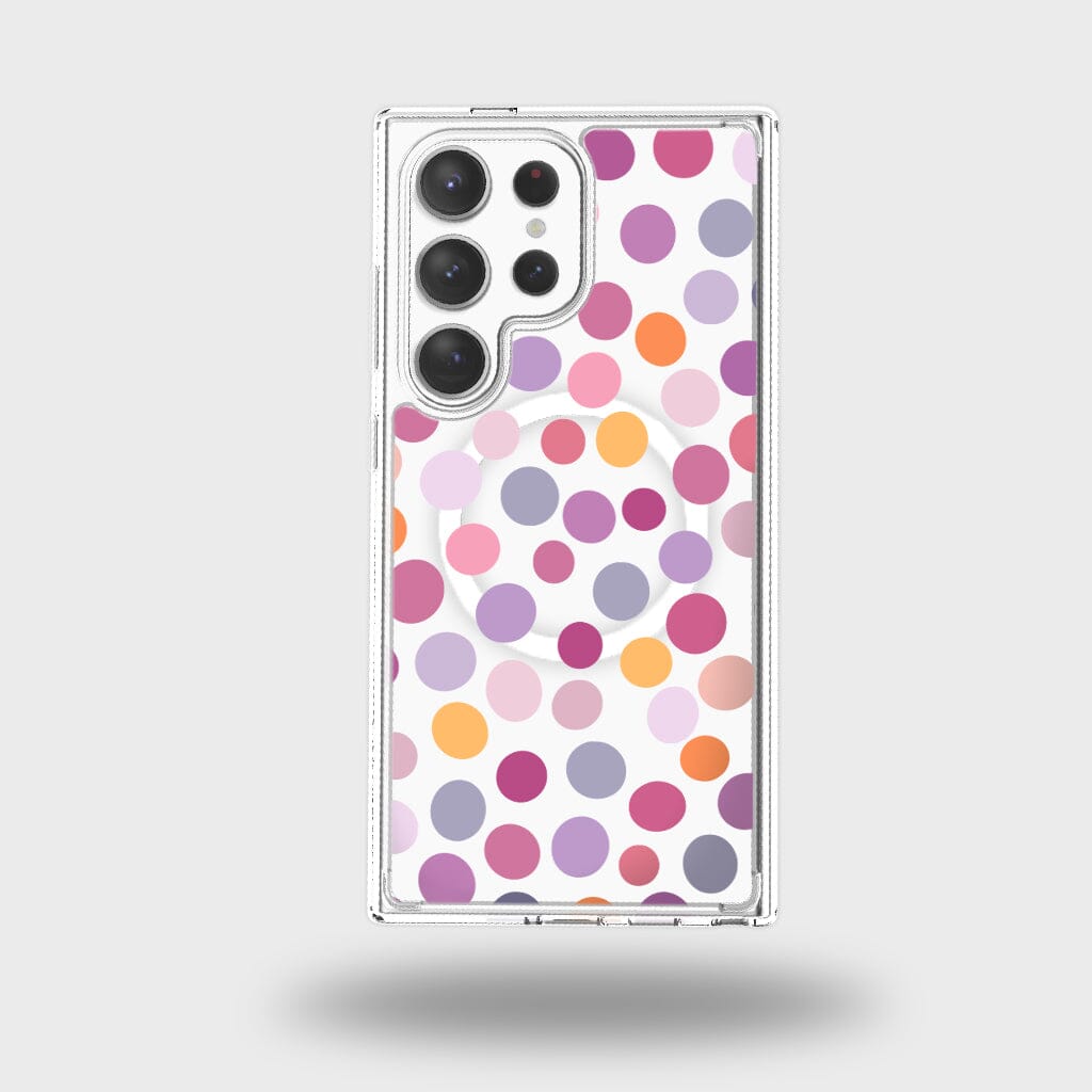 Samsung Galaxy S25 Ultra Purple Polka Dots Clear Case