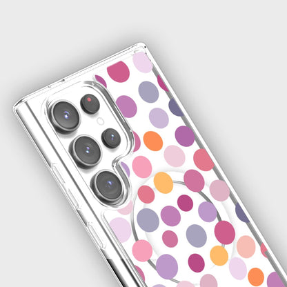 Samsung Galaxy S25 Ultra Purple Polka Dots Clear Case