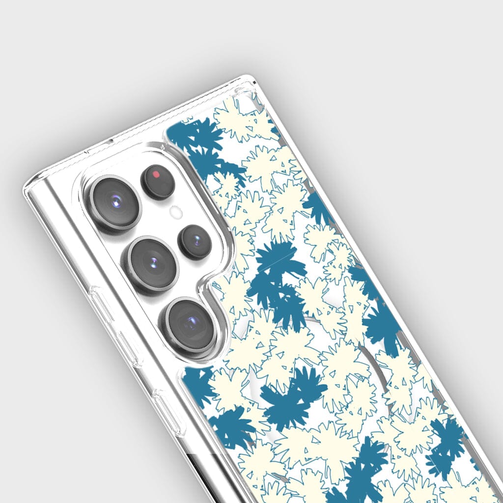 Samsung Galaxy S24 Ultra Clear Case - Blue Dandelion Design