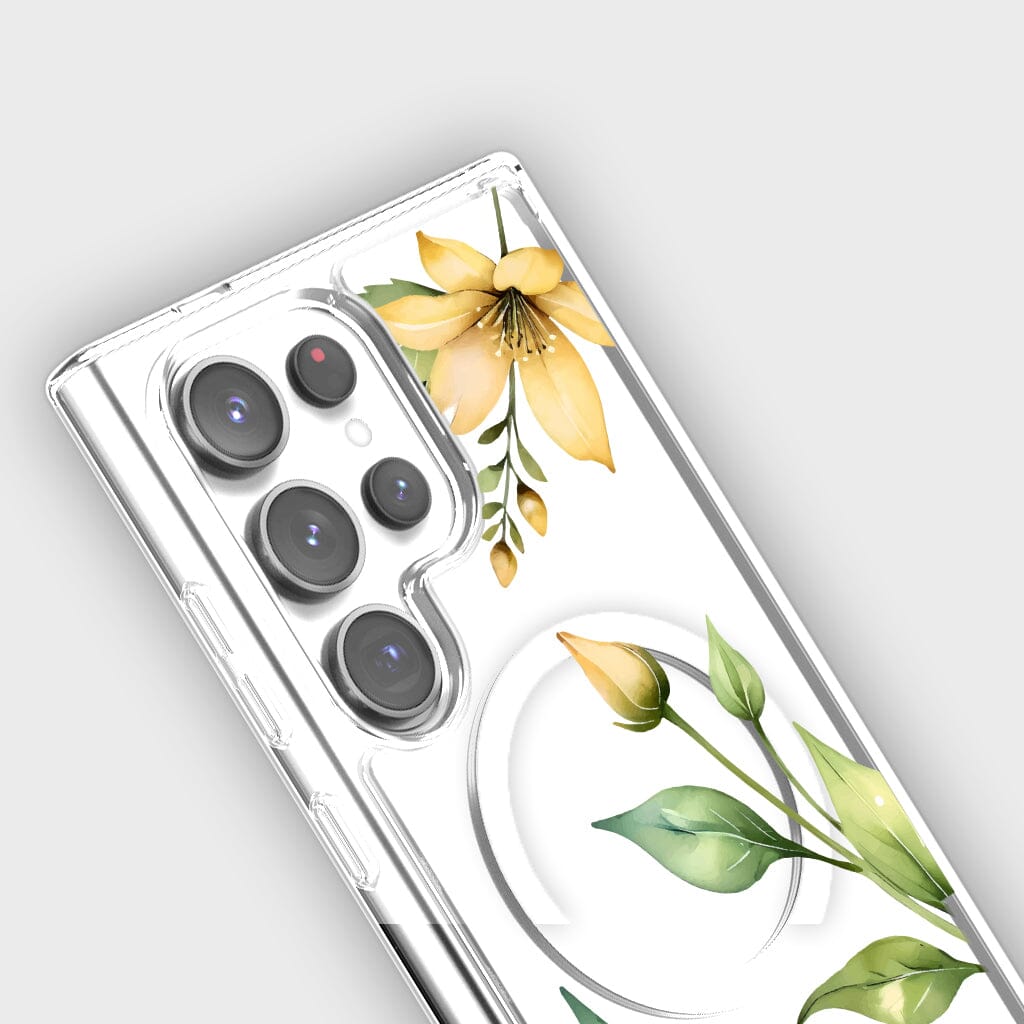 Samsung Galaxy S25 Ultra Yellow Wildflower Clear Case