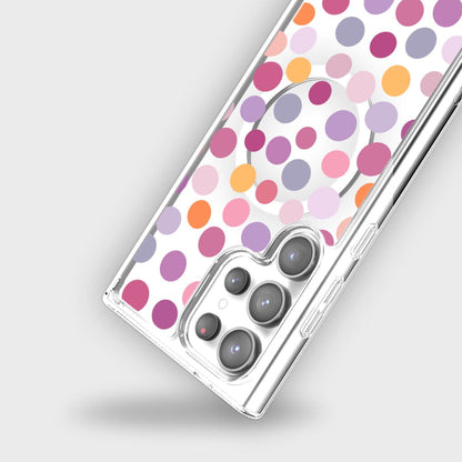 Samsung Galaxy S25 Ultra Purple Polka Dots Clear Case