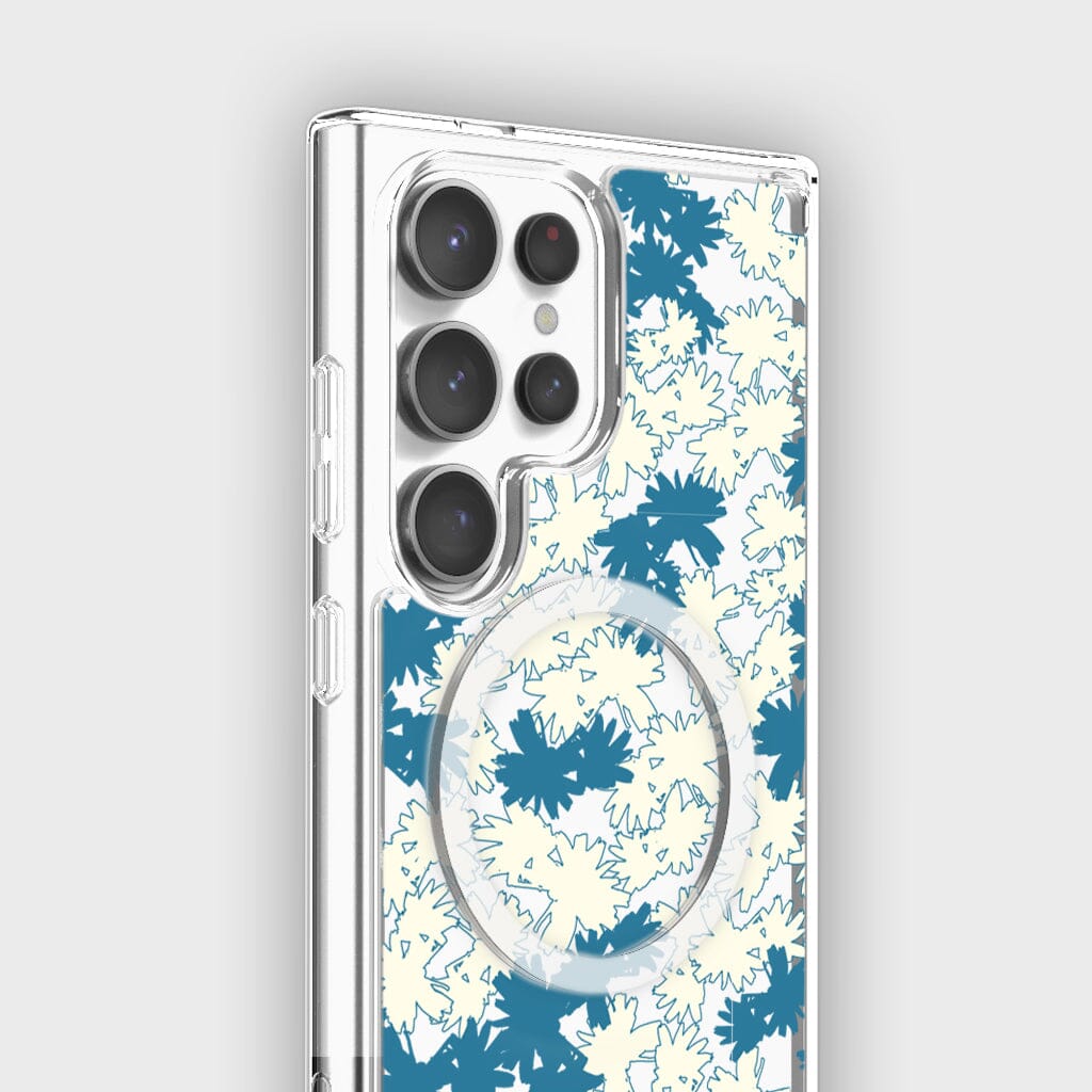 Samsung Galaxy S24 Ultra Clear Case - Blue Dandelion Design