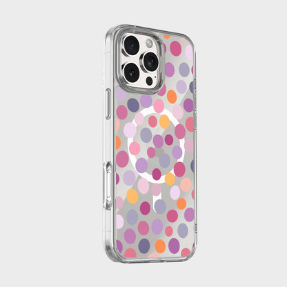 MagSafe iPhone 16 Pro Max Purple Polka Dots Clear Case