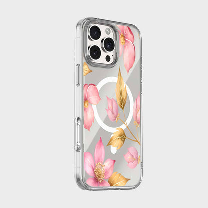 MagSafe iPhone 16 Pro Max Pink Wildflower Clear Case