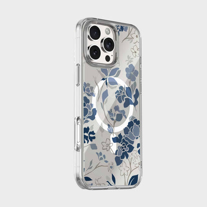 MagSafe iPhone 16 Pro Max Blue Pattern Clear Case