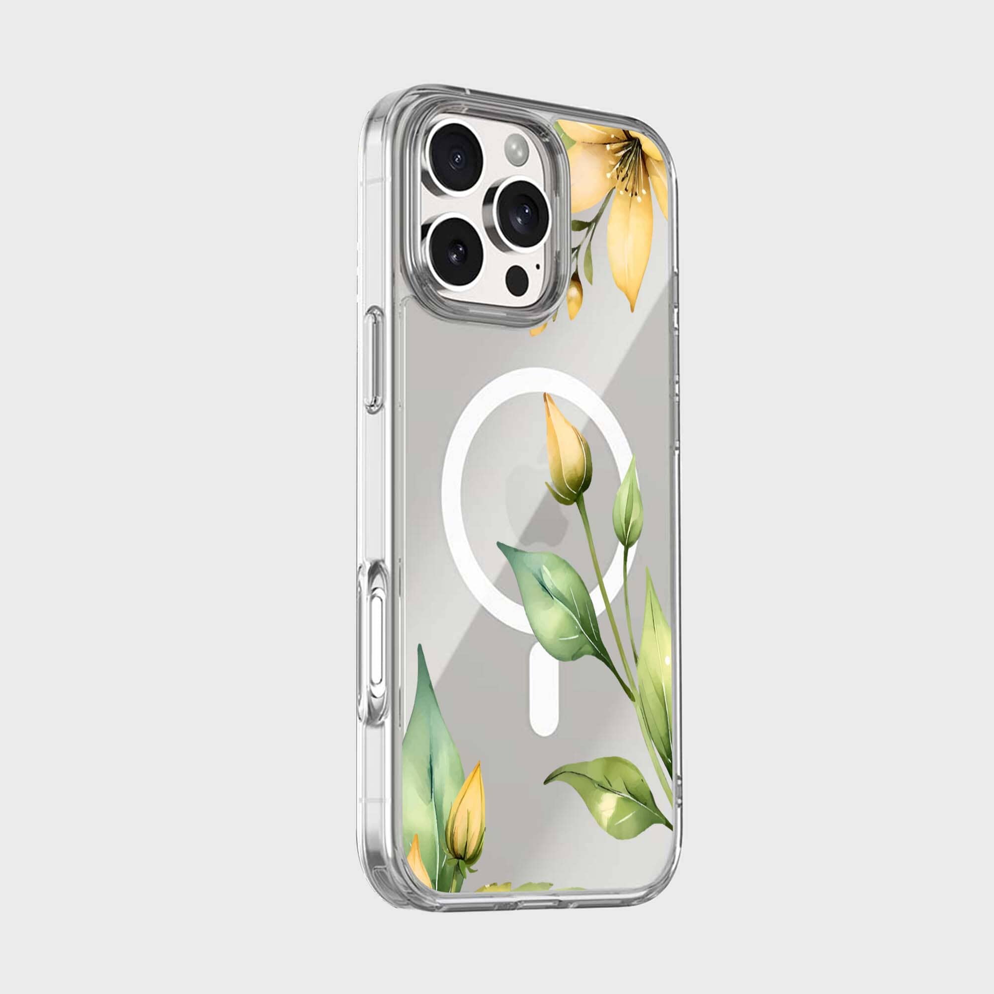 MagSafe iPhone 16 Pro Max Yellow Wildflower Clear Case