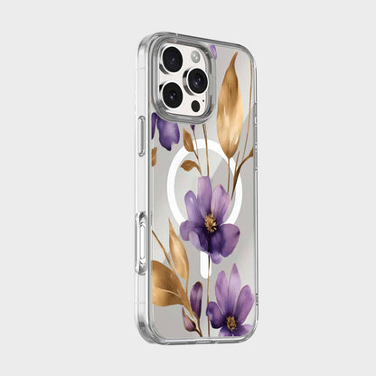 MagSafe iPhone 16 Pro Purple Wildflower Clear Case