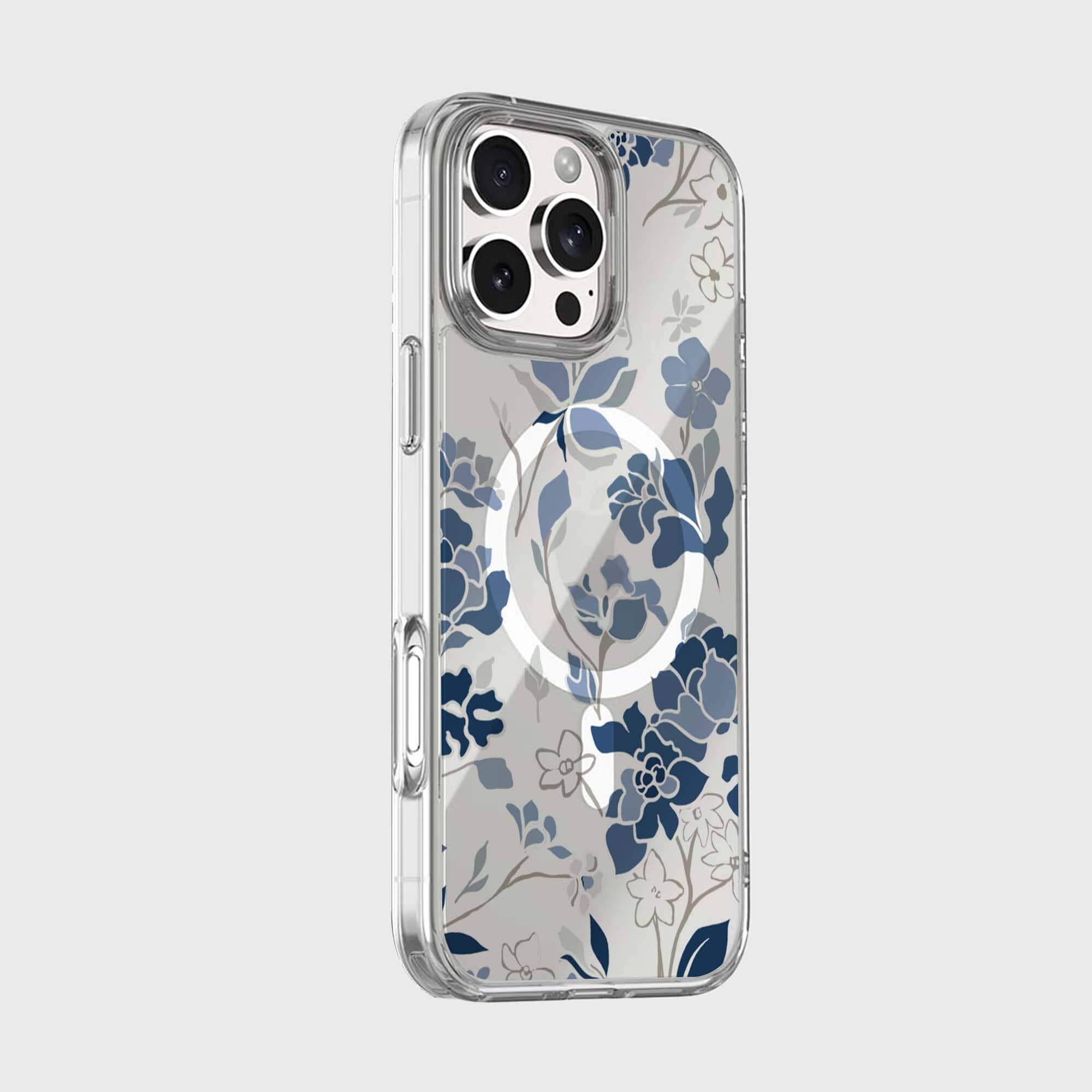 MagSafe iPhone 16 Pro Blue Pattern Clear Case