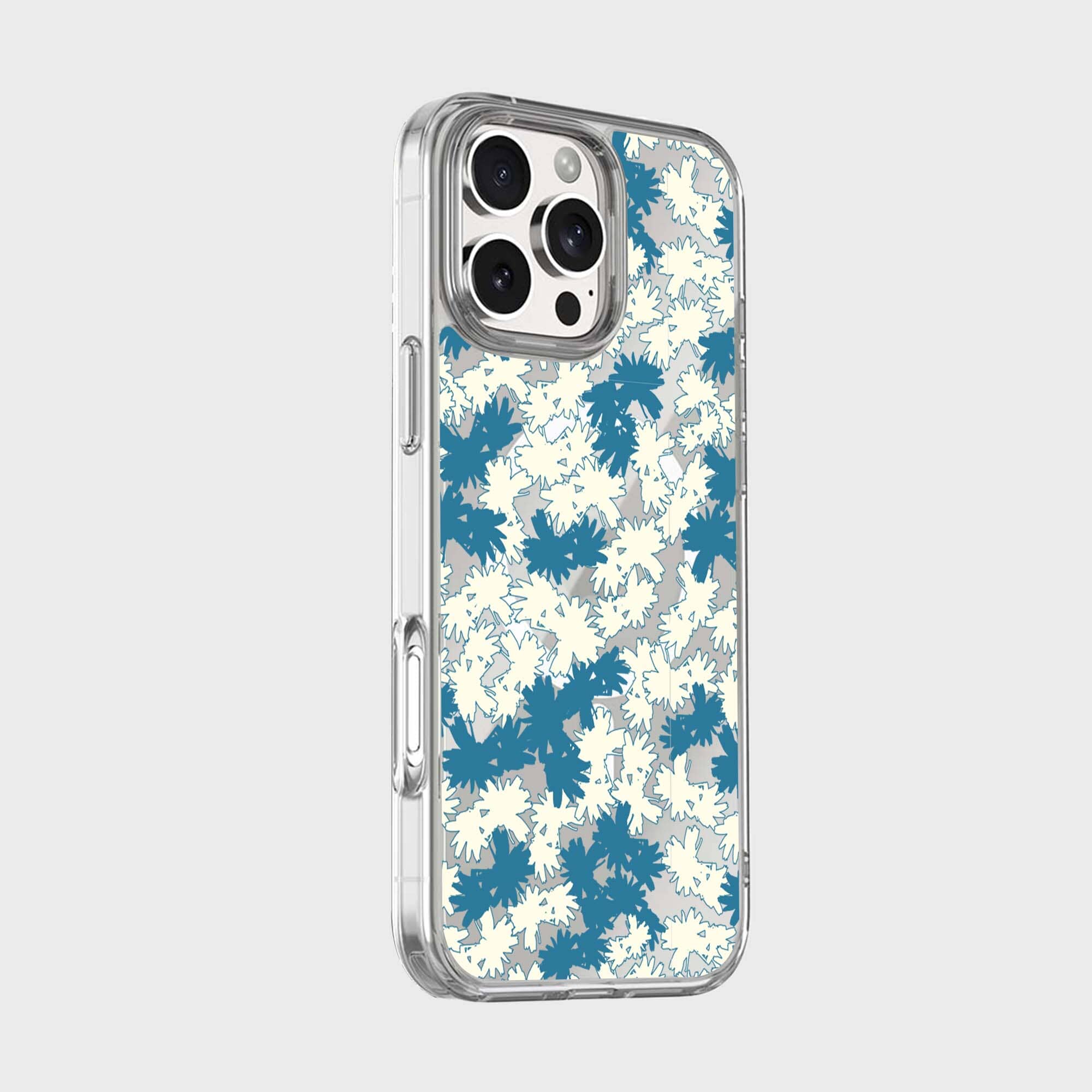 iPhone 16 Pro Max Clear Case - Blue Dandelion Design