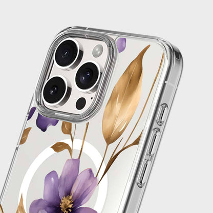 MagSafe iPhone 16 Pro Purple Wildflower Clear Case