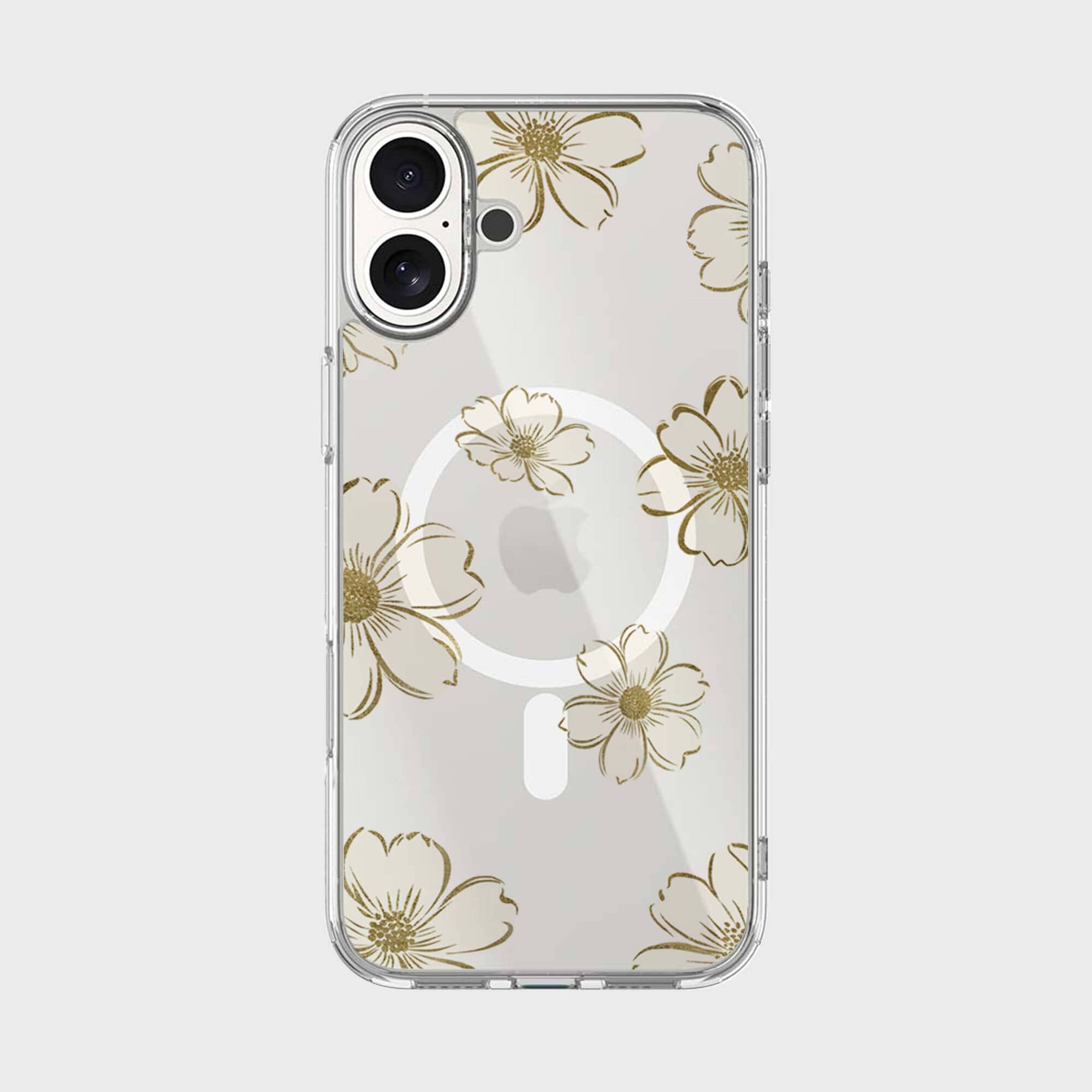 MagSafe iPhone 16 Gold Pattern Clear Case