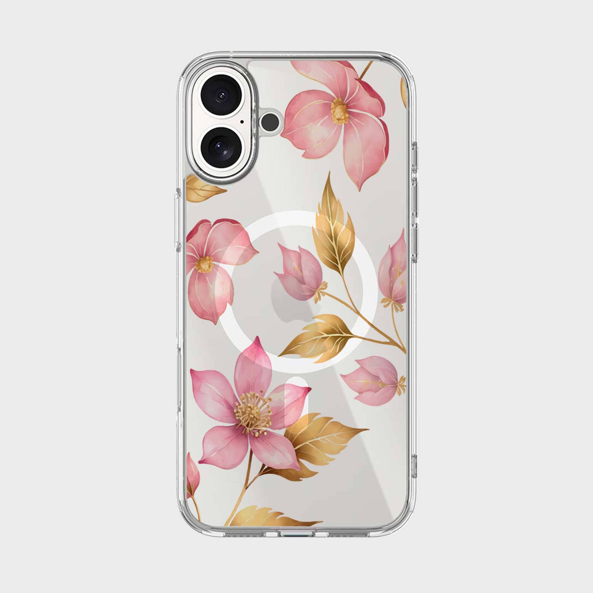 MagSafe iPhone 16 Pink Wildflower Clear Case