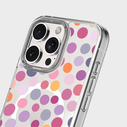 MagSafe iPhone 16 Pro Max Purple Polka Dots Clear Case