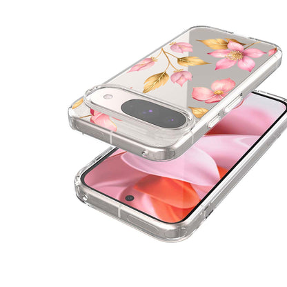 Google Pixel 9 Pink Wildflower Clear Case