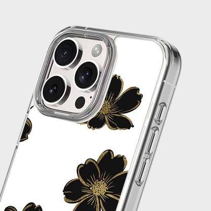 MagSafe iPhone 16 Pro Black Flower Clear Case
