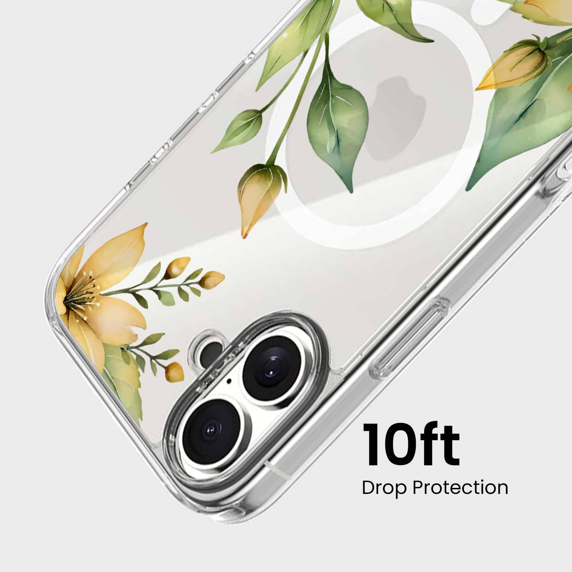 MagSafe iPhone 16 Yellow Wildflower Clear Case