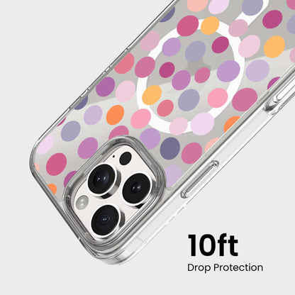 MagSafe iPhone 16 Pro Max Purple Polka Dots Clear Case