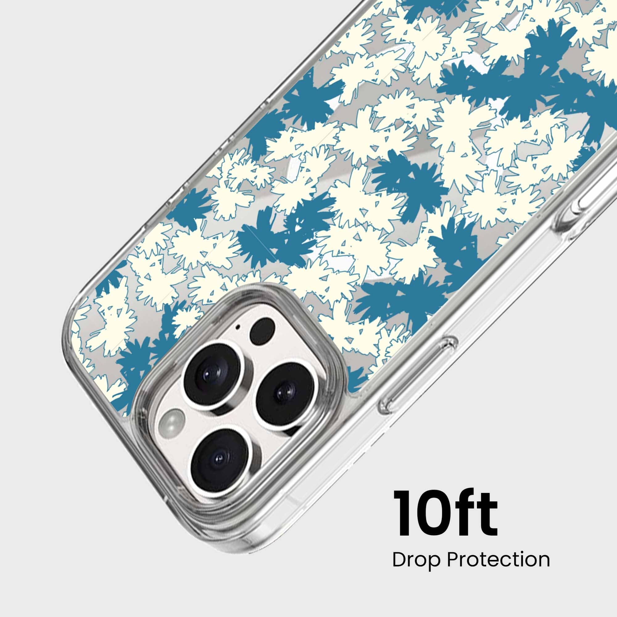 iPhone 16 Pro Clear Case - Blue Dandelion Design