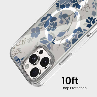 MagSafe iPhone 16 Pro Max Blue Pattern Clear Case