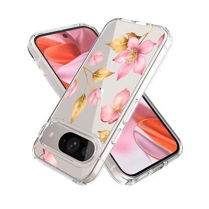 Google Pixel 9 Pink Wildflower Clear Case