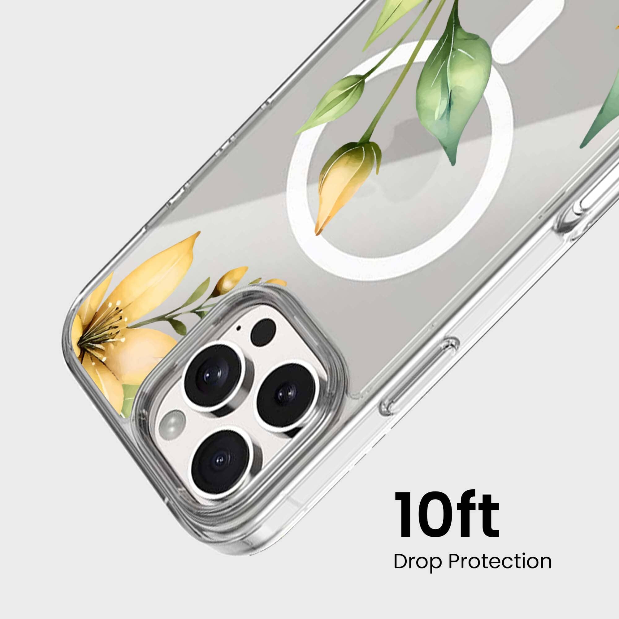 MagSafe iPhone 16 Pro Yellow Wildflower Clear Case