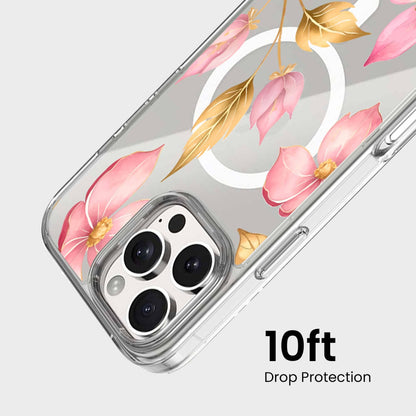 MagSafe iPhone 16 Pro Pink Wildflower Clear Case