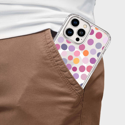 MagSafe iPhone 16 Pro Max Purple Polka Dots Clear Case