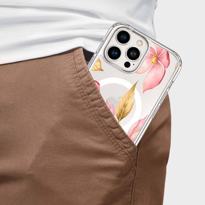 MagSafe iPhone 16 Pro Max Pink Wildflower Clear Case