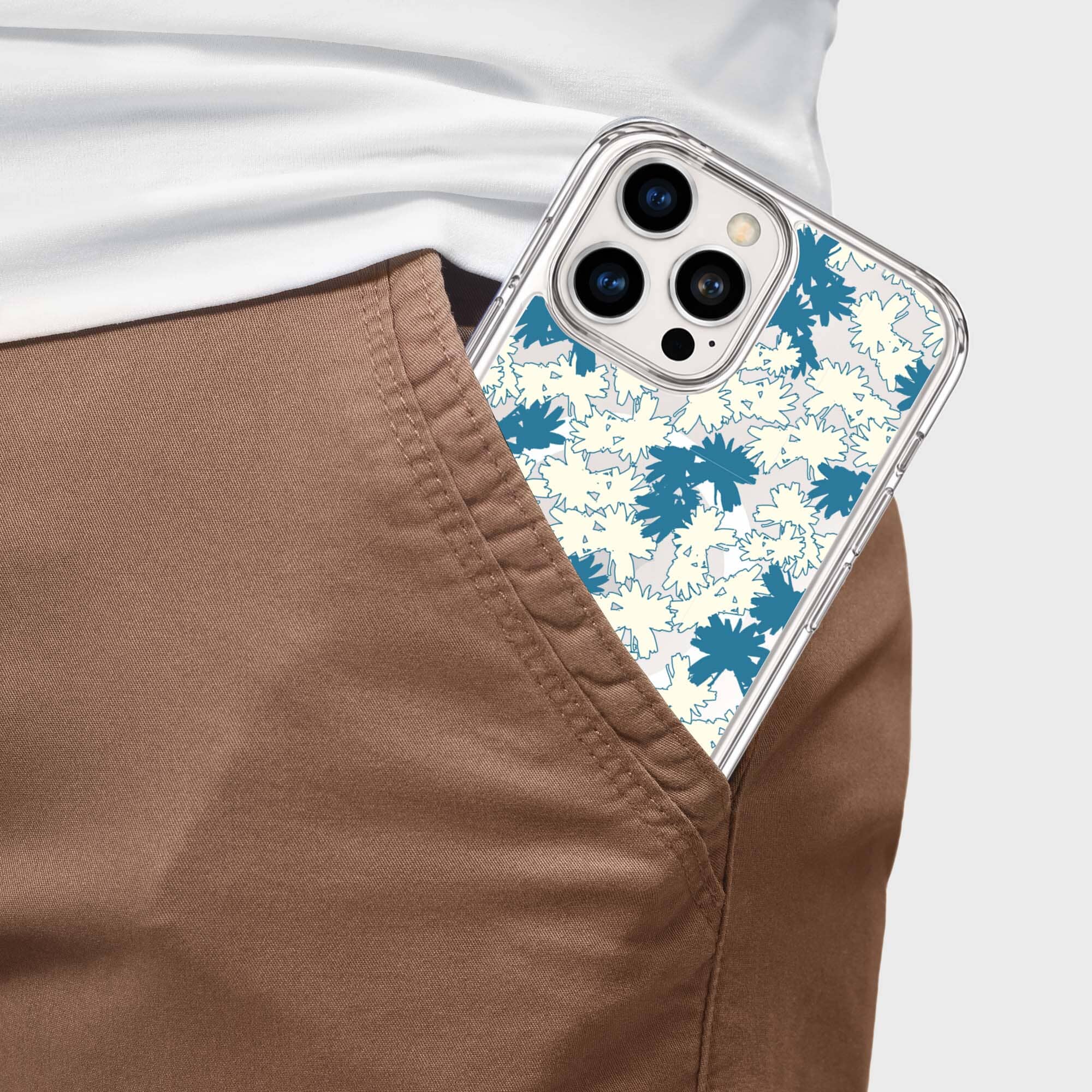 iPhone 16 Pro Max Clear Case - Blue Dandelion Design