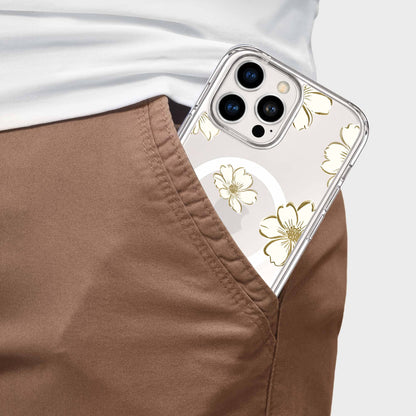 MagSafe iPhone 16 Pro Gold Pattern Clear Case
