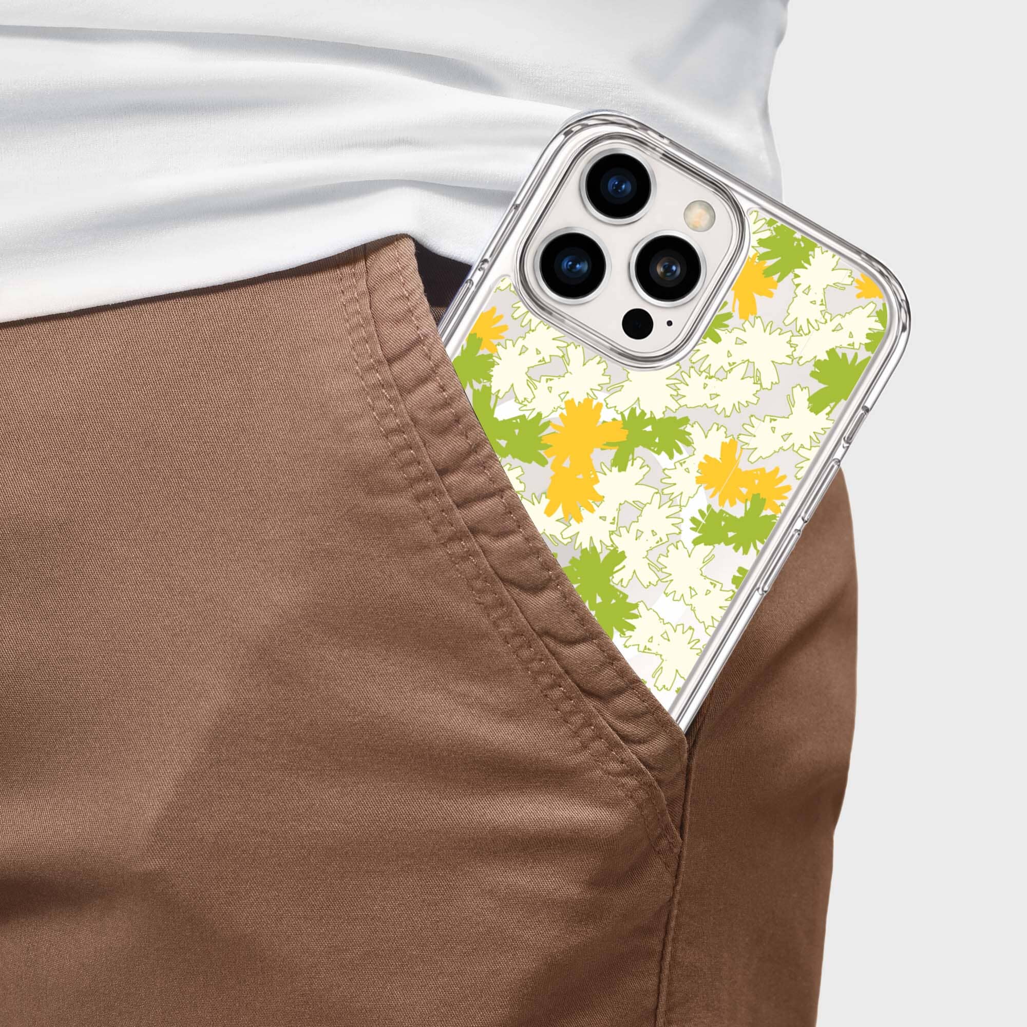iPhone 16 Pro Clear Case - Yellow Dandelion Design