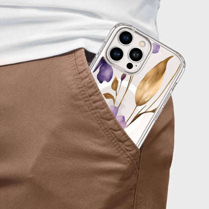MagSafe iPhone 16 Pro Max Purple Wildflower Clear Case