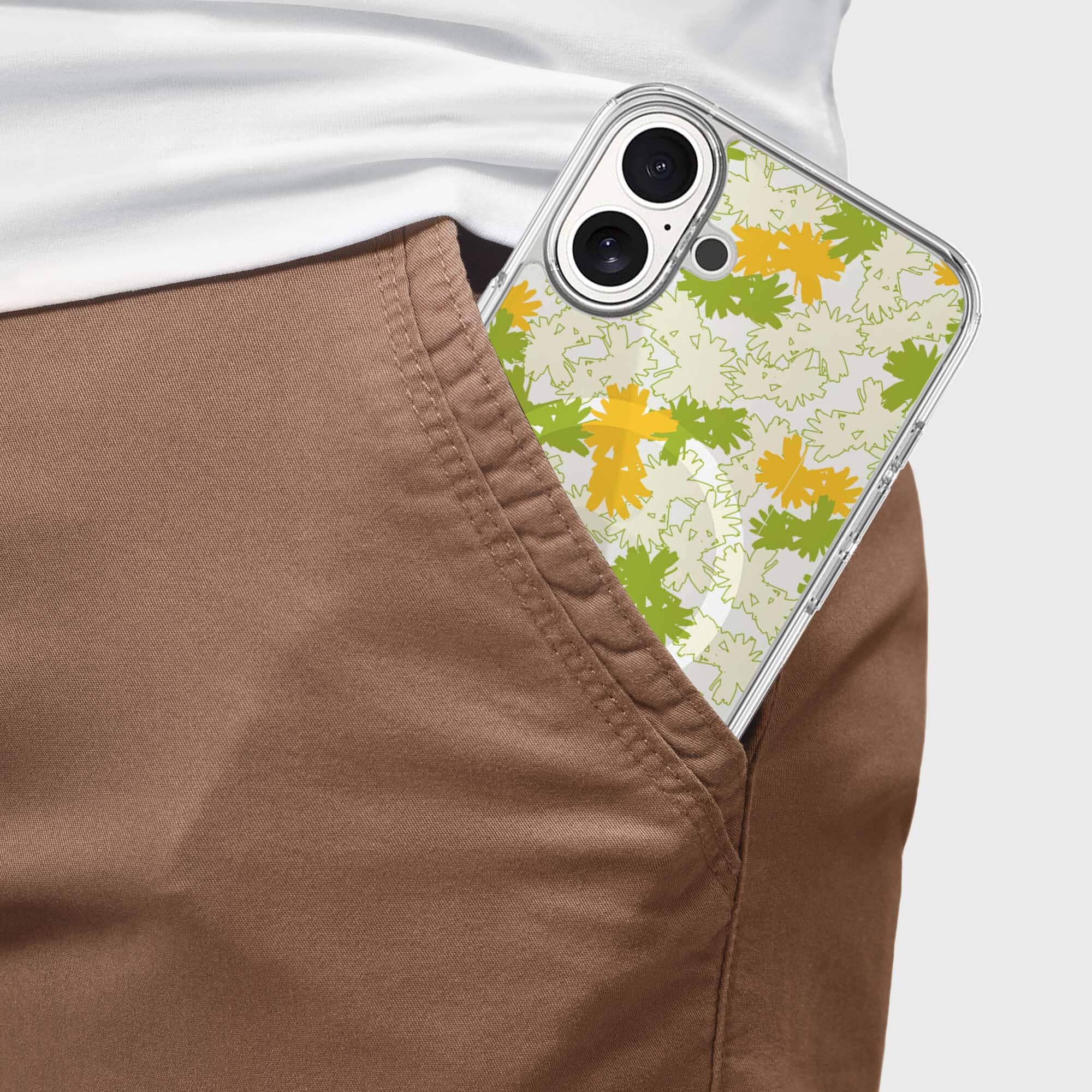 iPhone 16 Clear Case - Yellow Dandelion Design