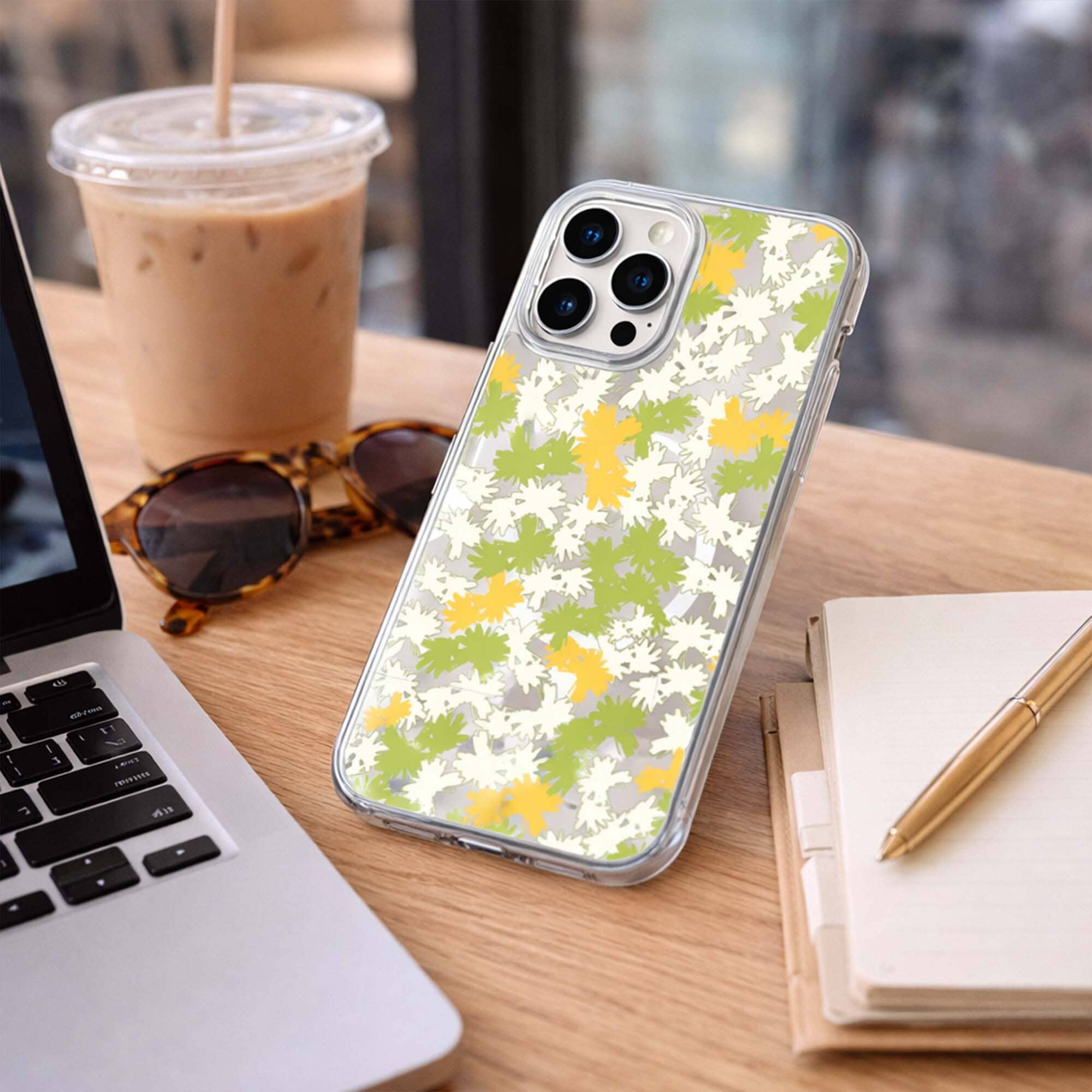 iPhone 16 Pro Clear Case - Yellow Dandelion Design