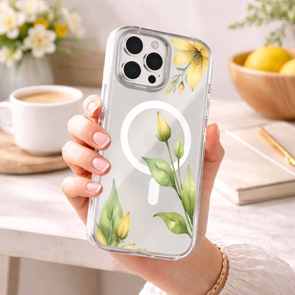 MagSafe iPhone 16 Pro Max Yellow Wildflower Clear Case