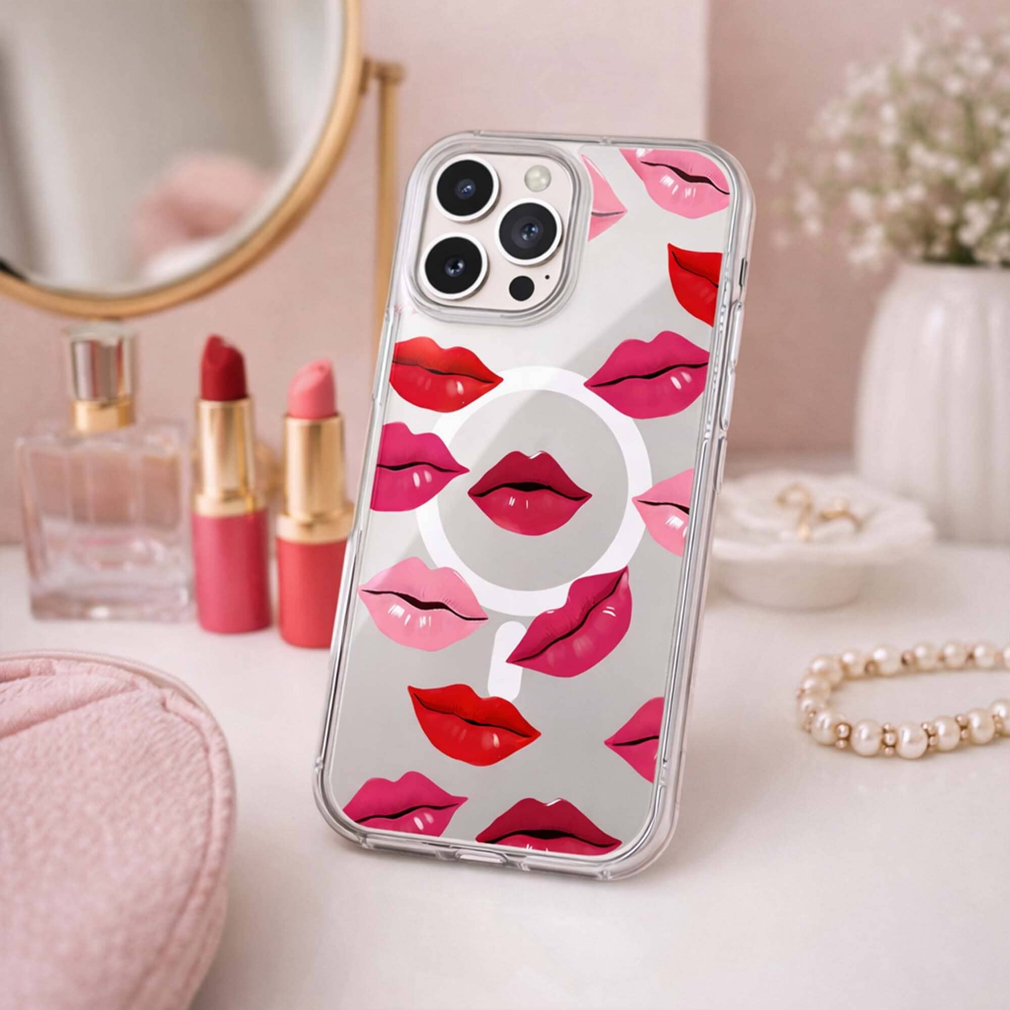 MagSafe iPhone 16 Pro Max Lips Design Clear Case