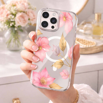 MagSafe iPhone 16 Pro Pink Wildflower Clear Case