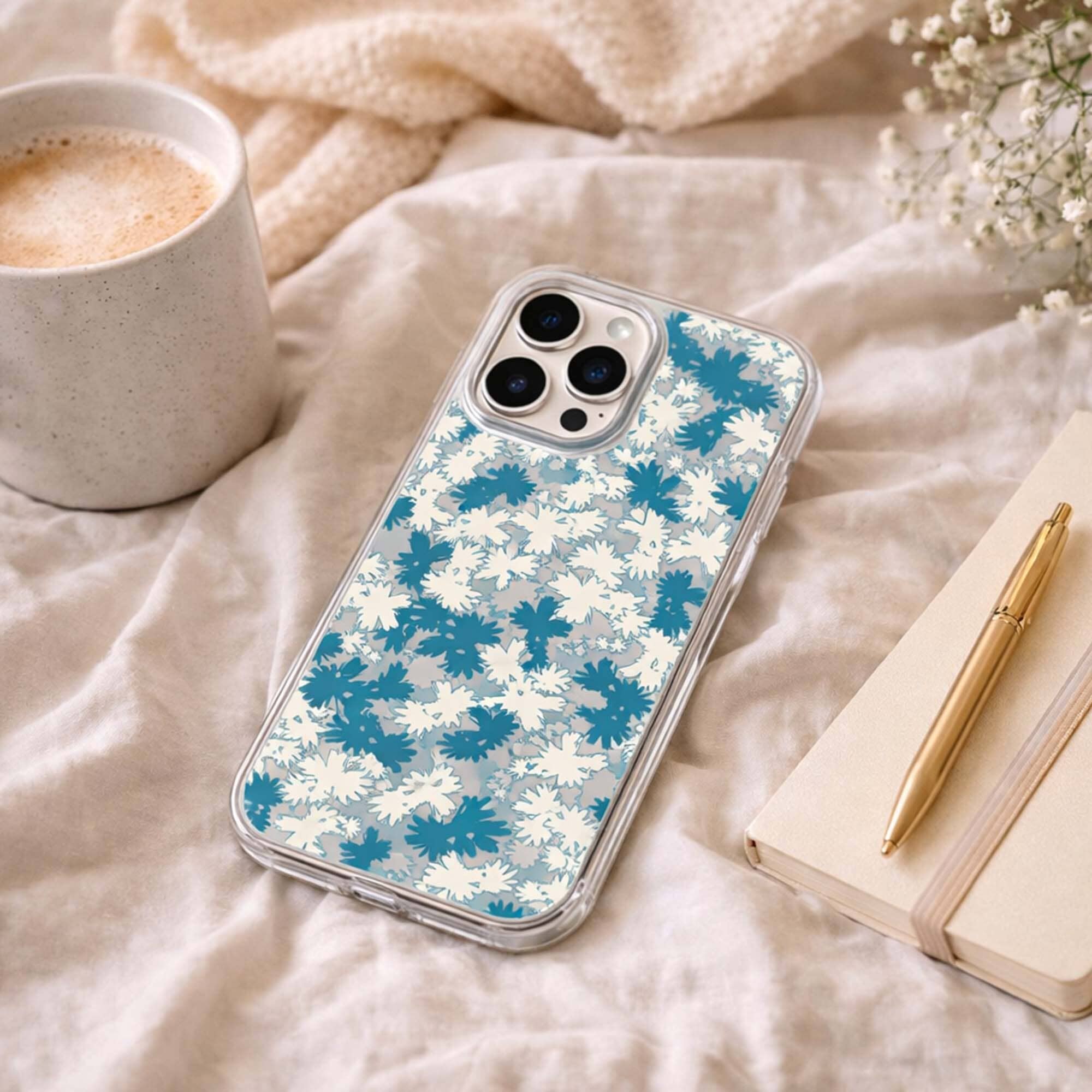 iPhone 16 Pro Clear Case - Blue Dandelion Design