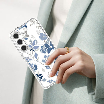 Samsung Galaxy S25 Blue Pattern Clear Case