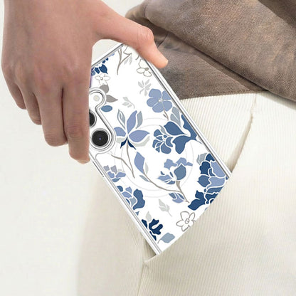 Samsung Galaxy S25 Blue Pattern Clear Case