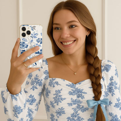 Samsung Galaxy S25 Blue Pattern Clear Case
