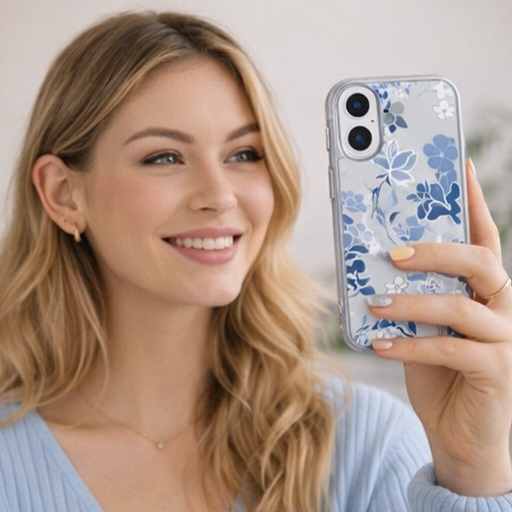 MagSafe iPhone 17 Blue Pattern Clear Case