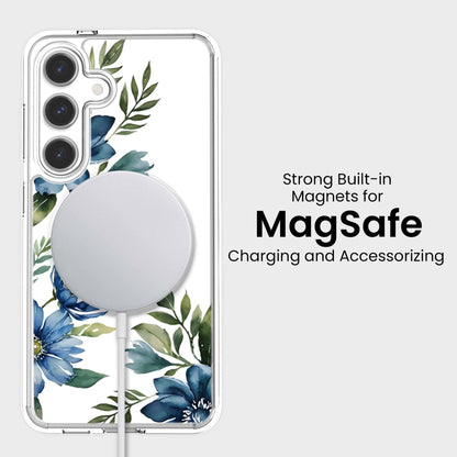 Samsung Galaxy S25 Blue Floral Clear Case