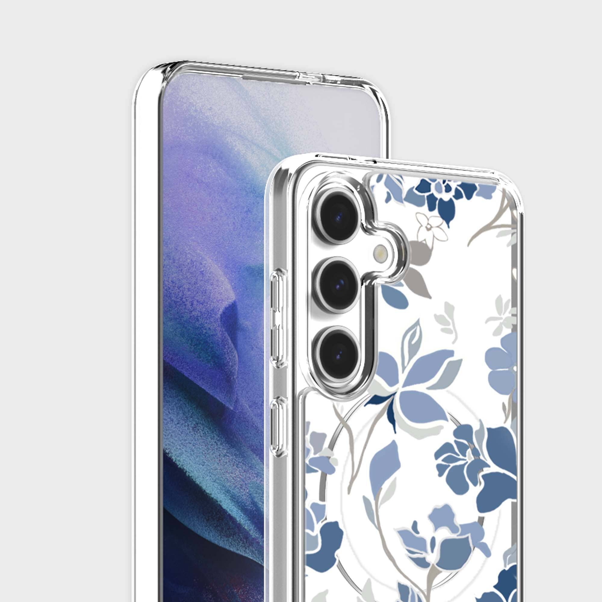 Samsung Galaxy S25 Blue Pattern Clear Case