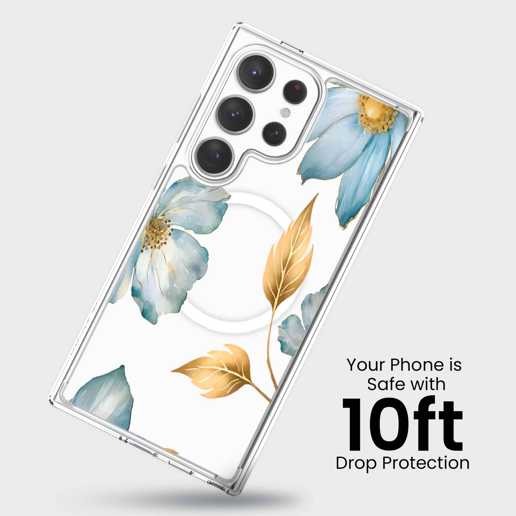 Samsung Galaxy S25 Ultra Blue Wildflower Clear Case