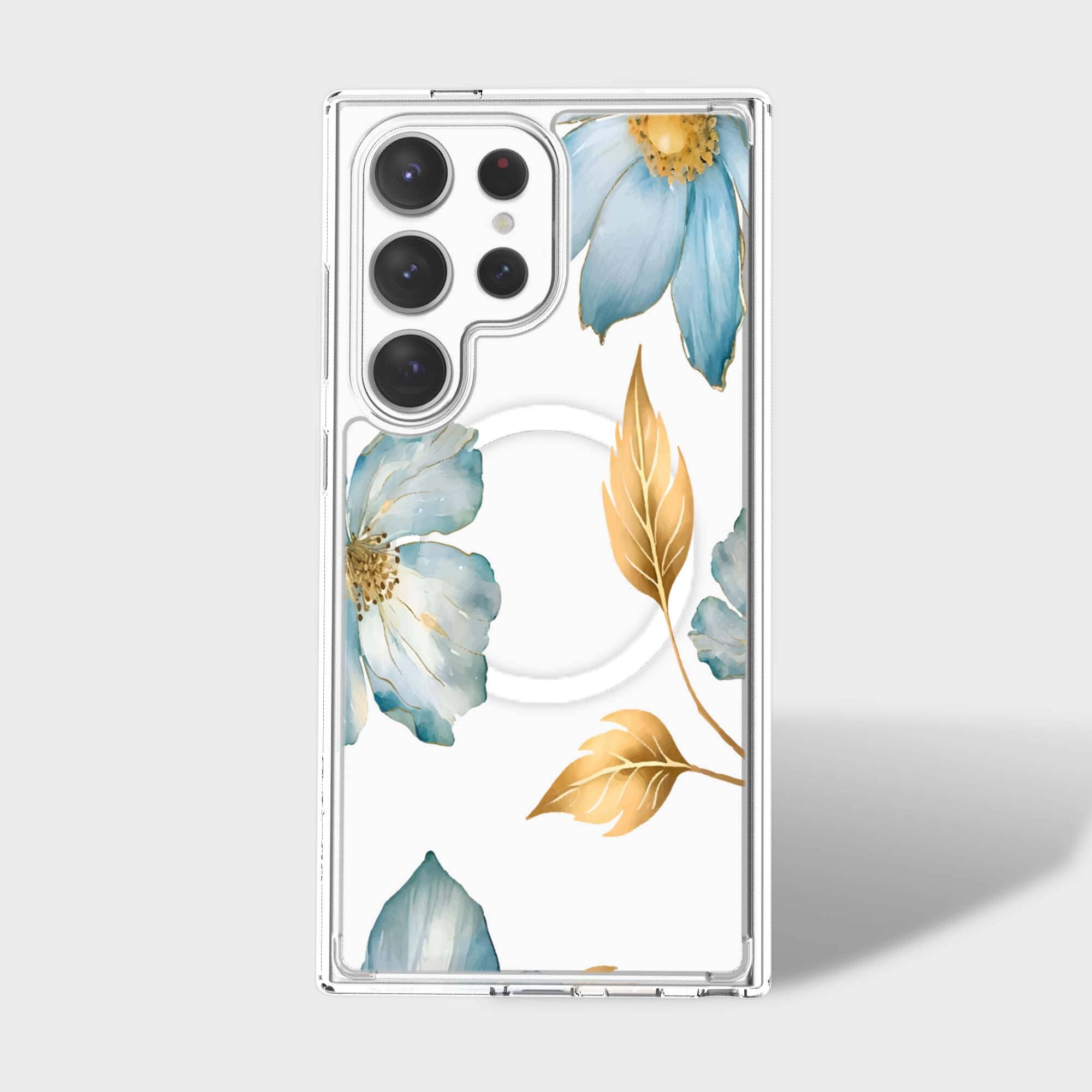 Samsung Galaxy S25 Ultra Blue Wildflower Clear Case