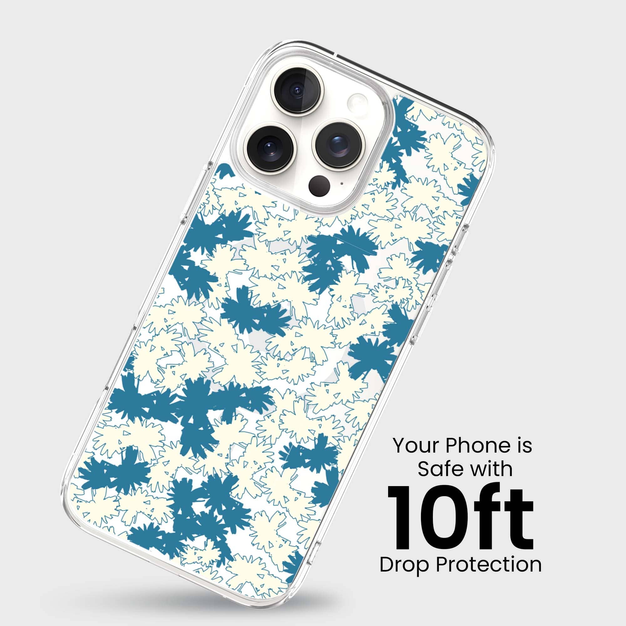 iPhone 16 Pro Max Clear Case - Blue Dandelion Design