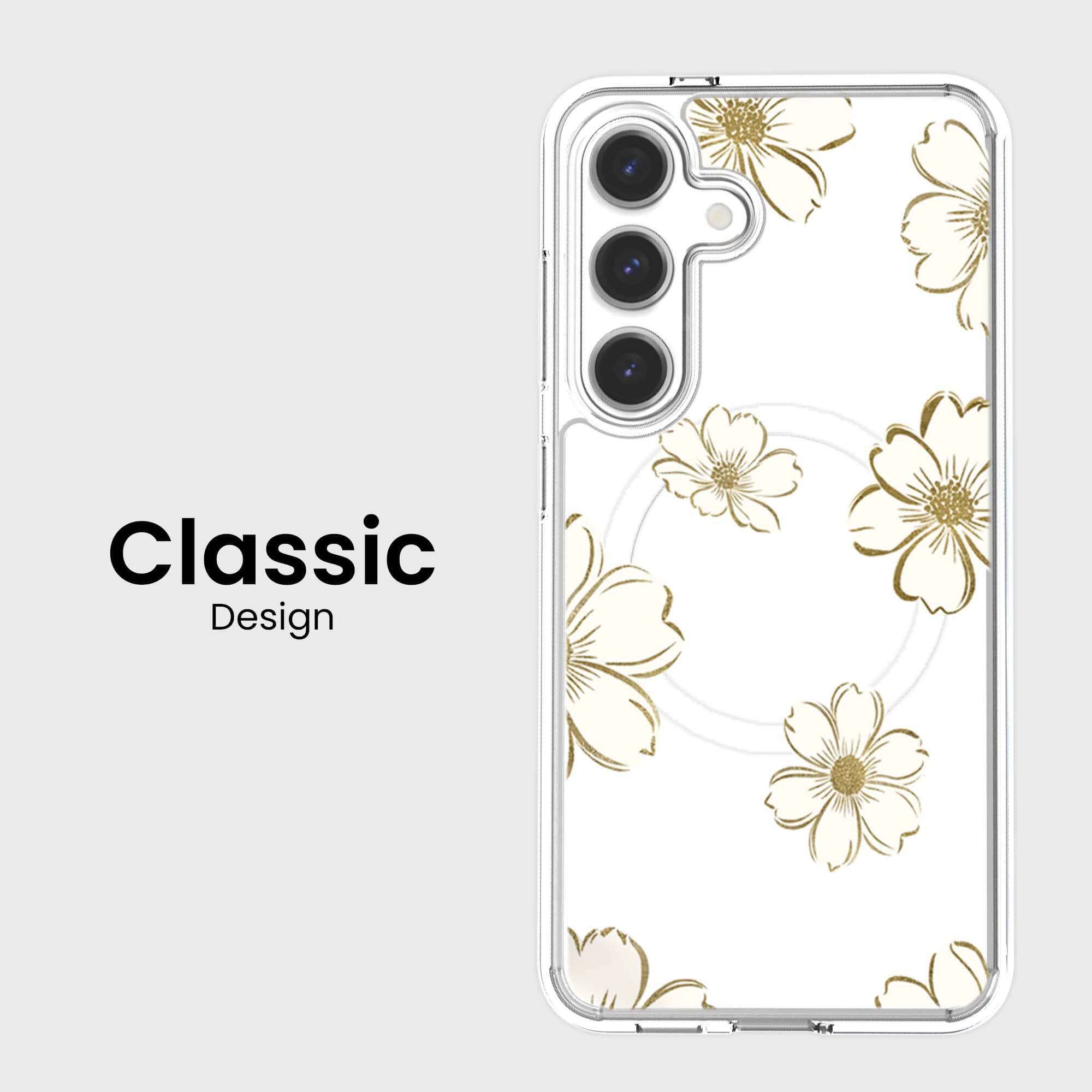 Samsung Galaxy S25 Gold Pattern Clear Case