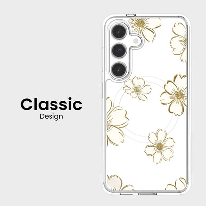 Samsung Galaxy S25 Gold Pattern Clear Case